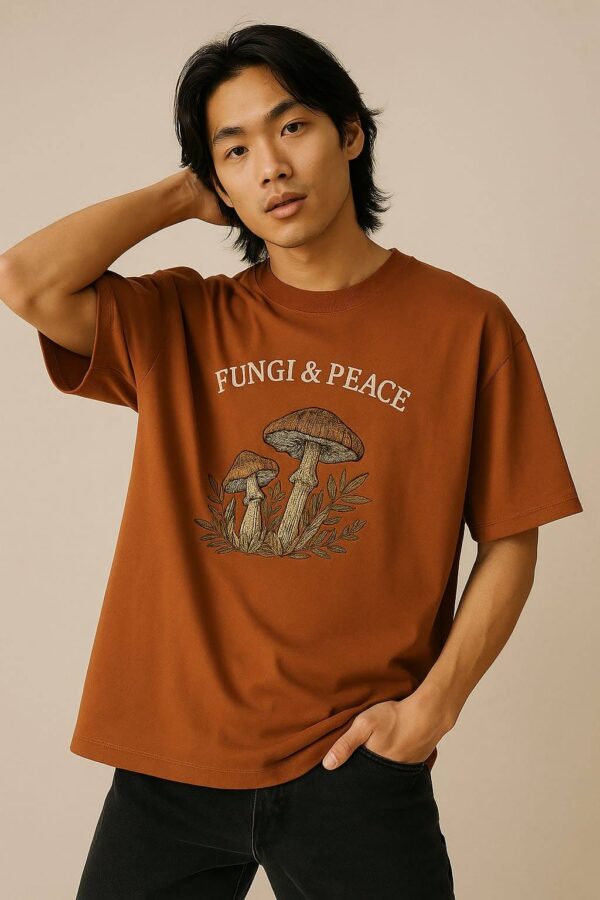 Fungi and Peace Embroidered Oversized T-Shirt