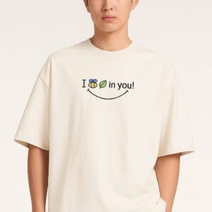 "I Bee-Leaf In You" Embroidered Oversized T-Shirt