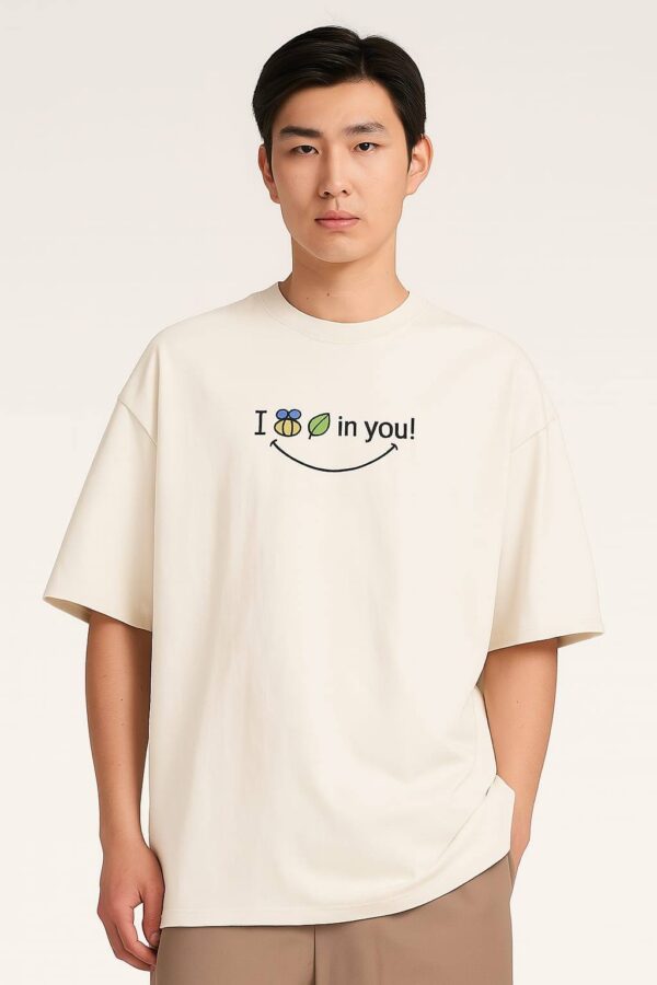 "I Bee-Leaf In You" Embroidered Oversized T-Shirt