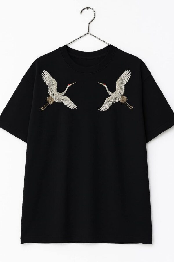 Twin Crane Men's Embroidered Oversized T-Shirt
