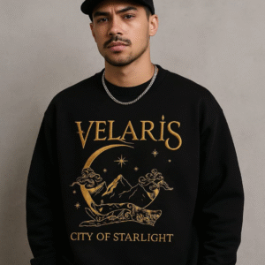 'Velaris Starlight' Embroidered Men's Oversized Sweatshirt