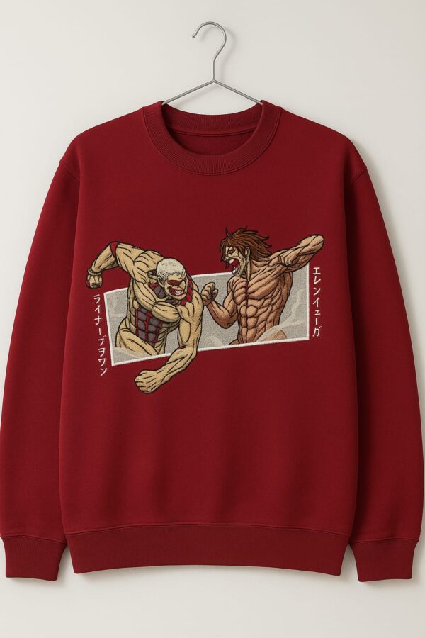 Attack on Titan men's embroidered sweatshirt - Red