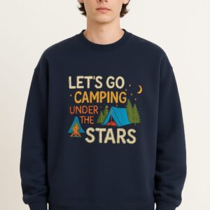 'Camping Under the Stars' Men's Embroidered Sweatshirt - Navy Blue