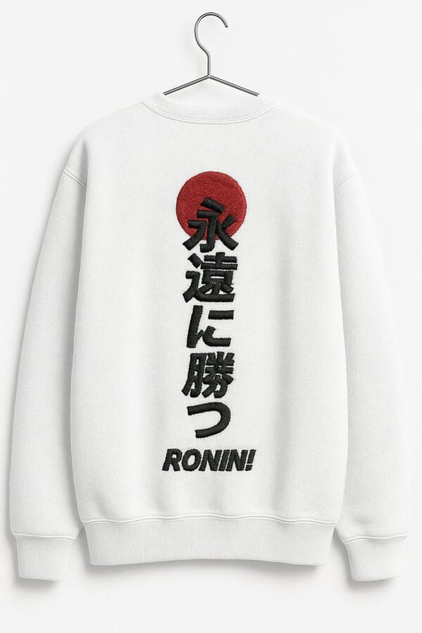 'Ronin Eternal Victory' Men's Embroidered Sweatshirt - White