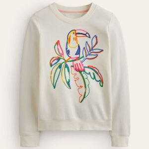 'Artistic Toucan' Men's Embroidered Sweatshirt - Off-White