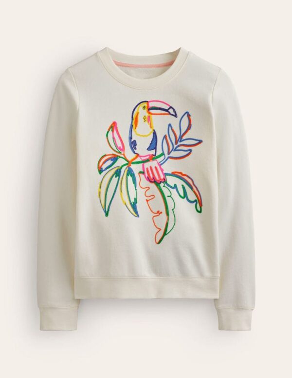 'Artistic Toucan' Men's Embroidered Sweatshirt - Off-White