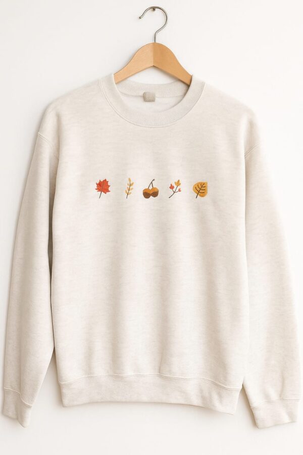 'Autumn Elements' Men's Embroidered Sweatshirt - Oatmeal Beige