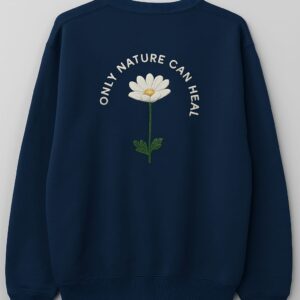Nature Men's Embroidered Sweatshirt - Navy Blue