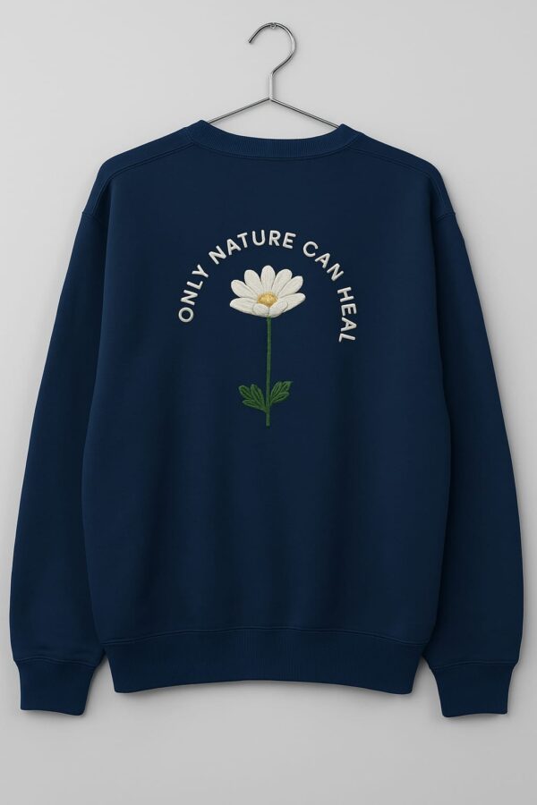 Nature Men's Embroidered Sweatshirt - Navy Blue