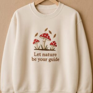 Mushroom Men's Embroidered Sweatshirt - Cream