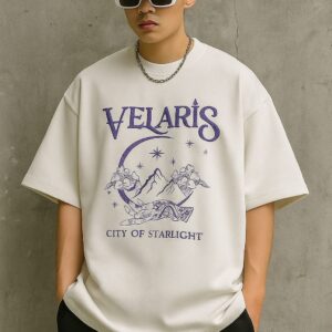 'Velaris Starlight' Men's Embroidered Oversized T-Shirt
