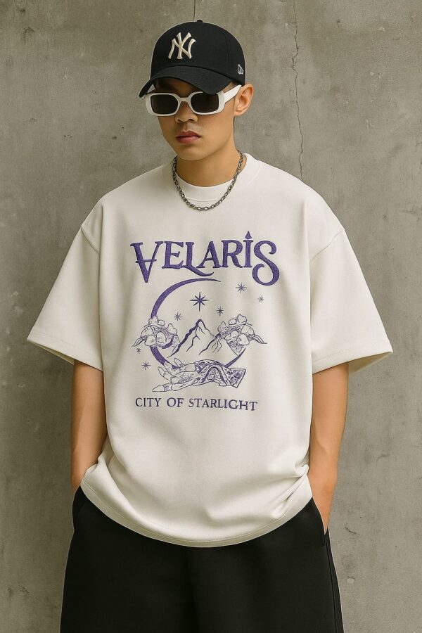 'Velaris Starlight' Men's Embroidered Oversized T-Shirt