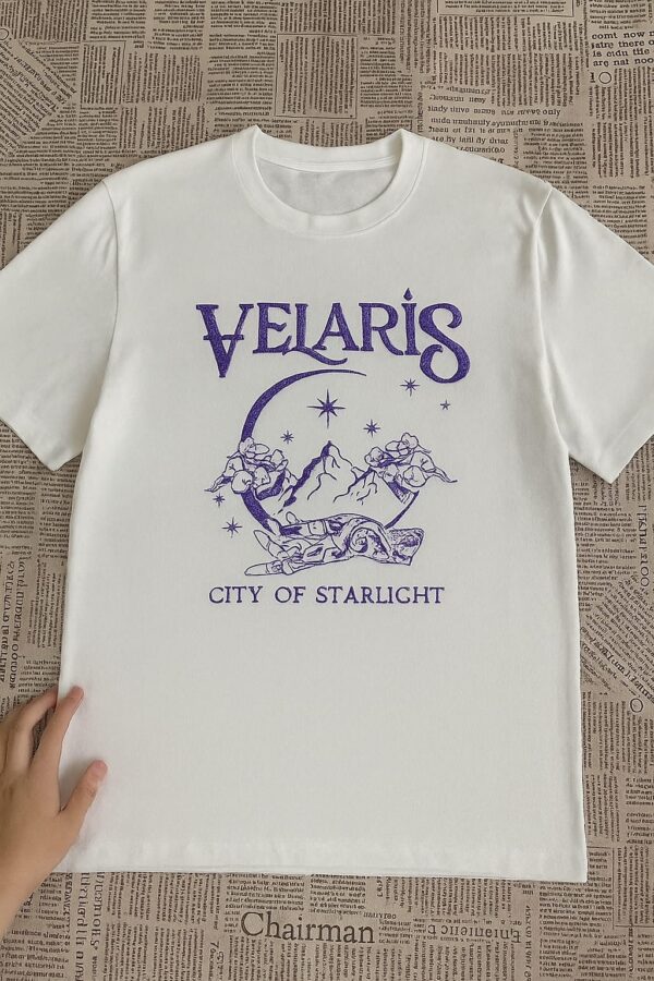 'Velaris Starlight' Men's Embroidered Oversized T-Shirt - Image 2