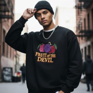 'One Piece Devil Fruit' Men's Embroidered Sweatshirt - Black