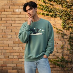 StoryBook Dragon Men's Embroidered Sweatshirt - Mint Green