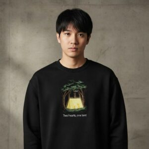 Two Hearts One Tent Premium Unisex Embroidered Sweatshirt - Jet Black