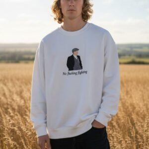Thomas Shelby "No Fighting" Men's Embroidered Sweatshirt - Arctic White