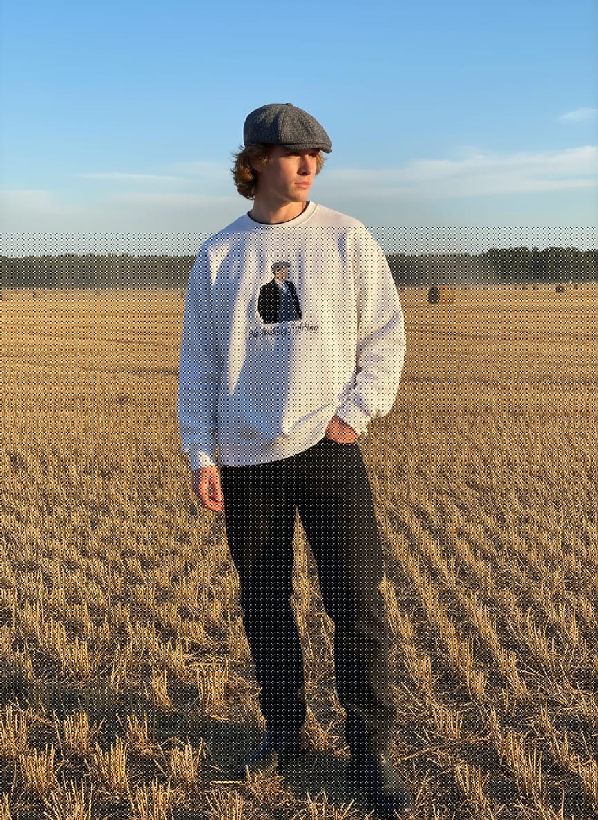 Thomas Shelby "No Fighting" Men's Embroidered Sweatshirt - Arctic White