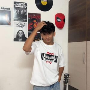 Rage of Guts Men's Embroidered Oversized T-shirt - Arctic White