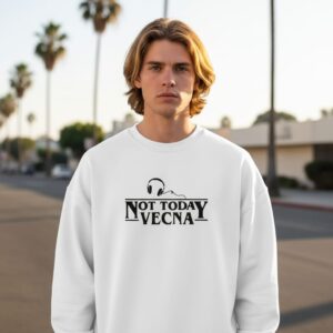 Not Today Vecna Men's Embroidered Sweatshirt - Jet Black / Arctic White