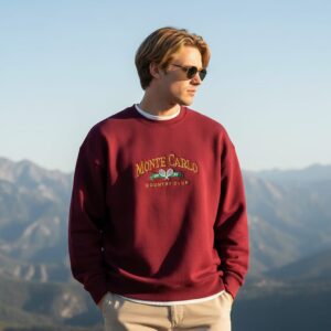 Monte Carlo : Wine Embroidered Sweatshirt