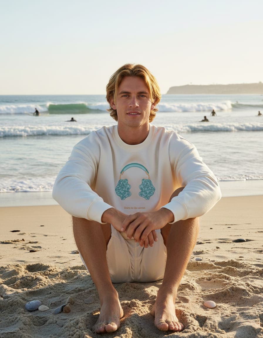 Coastal Headphone : Oversized Embroidered Sweatshirt - Image 3