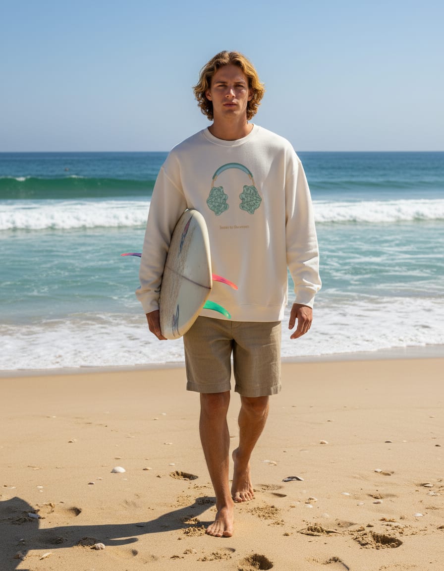 Coastal Headphone : Oversized Embroidered Sweatshirt