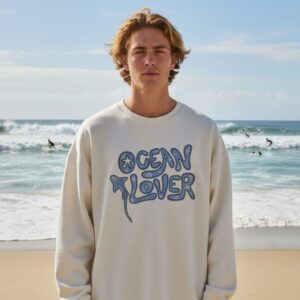 Ocean Lover : Oversized Embroidered Sweatshirt