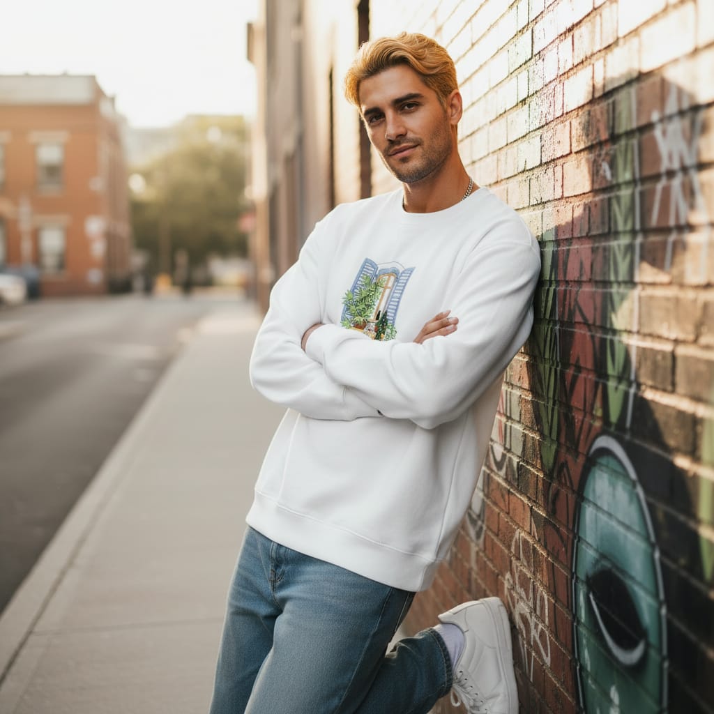 “Midnight Window” Embroidered Sweatshirt - Image 2