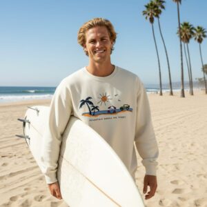 “Adventure Makes Me Happy” Coastal Embroidered Sweatshirt