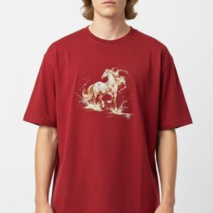 Golden Running Horse Embroidered Crewneck Sweatshirt