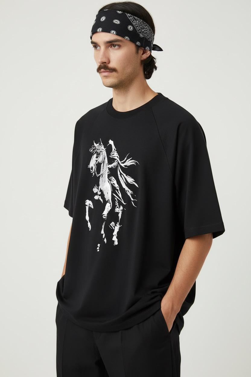 Shadow Rearing Horse Embroidered Street Crewneck - Image 3