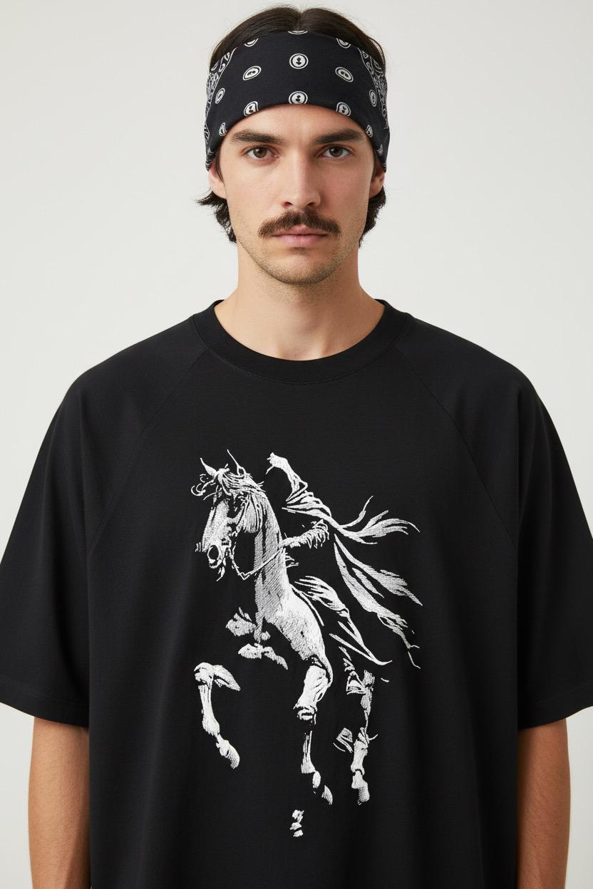 Shadow Rearing Horse Embroidered Street Crewneck